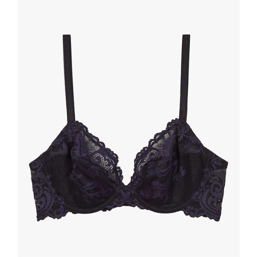 Wacoal NWT Instant Icon Underwire Bra in Black/Eclipse 38B